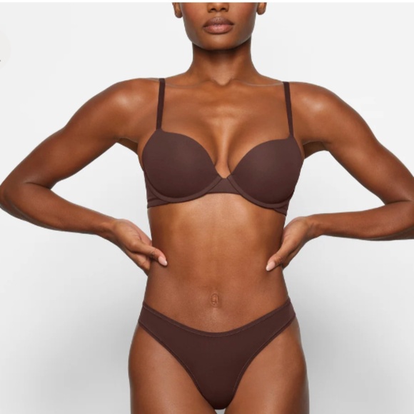 SKIMS  Fits Everybody Push-Up Demi Bra BR-UWR- 2295 brown size 36B NWT - Picture 2 of 7